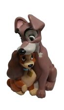Vintage Disney Lady and the Tramp Coin Plastic Toy Piggy Bank Dogs With Stopper picture