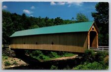 Saxton River Vermont~Wooden Covered Bridge Over Saxton River~Vintage Postcard picture