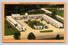 Tropical Palms Court Motel Fort Myers Florida FL Roadside America Postcard picture