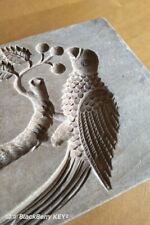 ANTIQUE WOOD CARVED COOKIE MOLD SPRINGERLE SPECULAAS BOARD BIRD GINGERBREAD picture