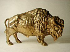 Vintage Cast Brass Bison American Buffalo Figurine Sculpture 7 3/4