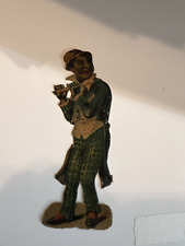antique german die cut scrap - black man with flute picture