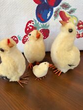 Vintage Spun Cotton Batting Chicks Wire Feet Black Wings Japan 1.25”-2.25” picture