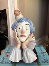 Lladro 5129 Jester Head Sad Clown Bust Porcelain Figurine Mint picture