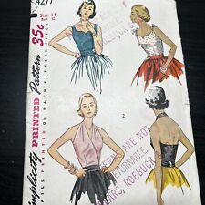 Vintage 1950s Simplicity 4277 Halter Blouse + Cummerbund Sewing Pattern 14 CUT picture