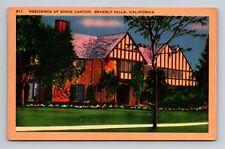 Linen Postcard Beverly Hills CA California Residence of Eddie Cantor picture