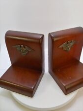 Vintage Wooden Early American Eagle Bookends picture