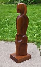 Vintage Abstract Modernist Female Sculptue MCM Carved Walnut Wood 27