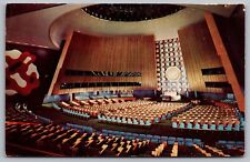 United Nations New York General Assembly Hall Headquarters Interior VNG Postcard picture