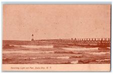1912 Revolving Light And Pier Sodus Bay Williamson New York NY Antique Postcard picture