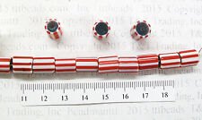 20 RARE 1700's Antique Style Blue Core Red White Stripe African Trade Beads T291 picture