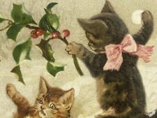 Cat Christmas Postcard Tabbies Throw Snowballs Winsch Back u/s Helena Maguire picture