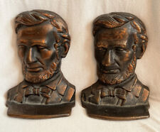 Vintage Abraham Lincoln - Solid Copper Book Ends 6” Tall - Excellent Condition picture
