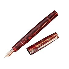 New Hongdian N8 Red Acrylic Resin Fountain Pen Maple Leaf Carving Cap EF/F NibbG picture