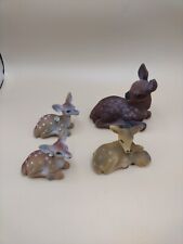 Lot of 5 Vintage Flocked Spotted Deer + Fawn Figurines Japan Grandma Core picture