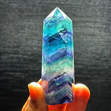 TOP 149G Natural Purple Blue Green  stripe  fluorite Crystal  Point Healing B439 picture