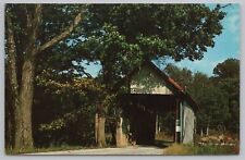 Bridge~Vintons Shortest Cox Covered Bridge Creola Ohio~Vintage Postcard picture