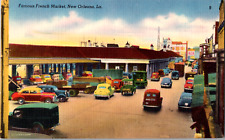 Vintage 1940's Trucks, Cars French Market New Orleans, Louisiana LA Postcard picture