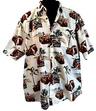 RedHead Cheesecake Pinup Girls Hawaiian Shirt Mens 2XL Ecru & Multicolored Print picture