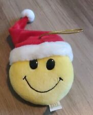 Kurt Adler Yellow Smiley Face Plush Christmas Ornament picture