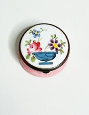 Antique Enamel Box - Potted Flowers - Pink picture
