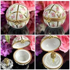 Dubarry Limoges France Round Porcelain Perfume Box - Floral Theme Gilt picture
