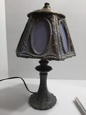 Vintage Antique Iron Lead Slag Glass Table Lamp picture