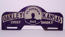Rare Vintage License Plate Topper Oakley Kansas High School Chief Smoky Graphic picture