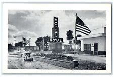 c1940s Royal Motel Exterior Roadside Flags Dodge City Kansas KS Signage Postcard picture