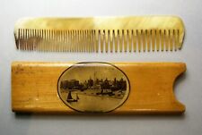 Souvenir of Deal (Co. Kent, England) Horn Comb & Illustrated Sycamore Case c1895 picture