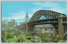 Detroit-Superior High Level Bridge Postcard Cuyahoga River Cleveland OH Chrome picture