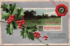 Vintage HAPPY CHRISTMAS Embossed Postcard 