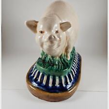 Vintage Large Ceramic Pig Statue on Pedestal picture