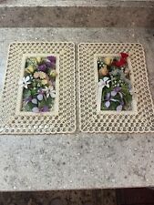 Vintage MCM Kitcsh Placemat Wall Floral Art Wall Hangings Rare Handmade 60-70’s picture