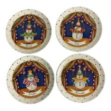 Snowman Ceramic Snowman Dessert Plates 8” Holiday Retired Dept 56 Set of 4 picture