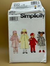 Simplicity Pattern  8352 Child Coat Jacket Pants Hat Scarf Size 5-6X UNCUT 1998 picture