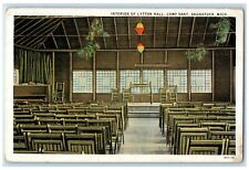 c1920's Interior Of Lytton Hall Camp Gray Benches Saugatuck Michigan MI Postcard picture
