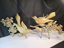 Vintage 60's Mid Century Syroco Gold Bird Floral Wall Art Plaques Decor  picture