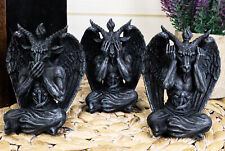 Goat of Mendes See Hear Speak No Evil Devil Baphomet Gargoyle Set of 3 Figurines picture