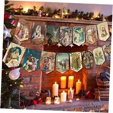Christmas Decorations Vintage Jesus Christmas Banner Holy Nativity Traditional  picture