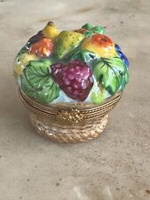 Limoges France Peint Main Trinket Box Fruit Basket Porcelain picture