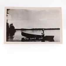 RPPC Evening on Red Lake Ontario Canada  Real Photo Posted 1954 Canoe picture