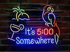 Amy It's 5:00 Five O'clock Somewhere Parrot Tree Neon Sign 24