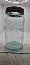 The Mason's Jar Of 1872 Qt Amber Accent In Lid All Original  picture
