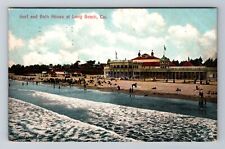 Long Beach CA-California, Surf & Bath House, Antique Vintage c1909 Postcard picture
