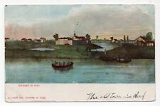 Chicago in 1833 Antique Vintage Postcard Art People in Canoes Landing on Shore picture