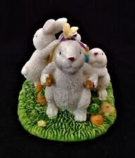 RESIN EASTER EGG CART & BUNNY FAMILY FIGURINE picture