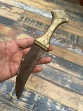 Antique Old Rare Hand Crafted Brass Handle Dagger Knife Khanger Jambia 1890 picture