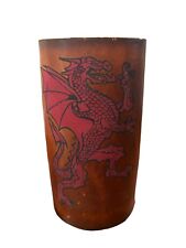Vintage ye dragon leather mug Red Dragon Wood Bottom With Leather Handle picture