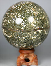 592g NATURAL OCEAN JASPER Agate Geode CRYSTAL sphere Ball HEALING / Stand picture